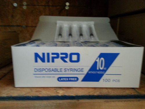 Nipro 10 cc luer lock sterile syringe without needle, box of 50 for sale