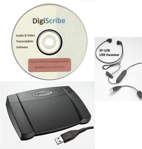 Digiscribe, pc audio and video usb transcription kit (#425) for sale