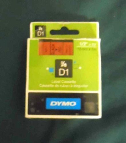 New DYMO D1 Black Red LABEL CASSETTE 1/2&#034; X 23 ft - 12MM X 7M