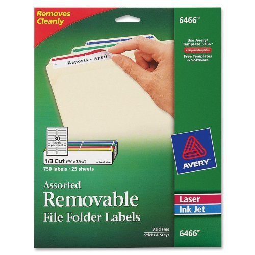 New avery removable 2/3 x 3 7/16 file folder labels 750 pack (6466) for sale