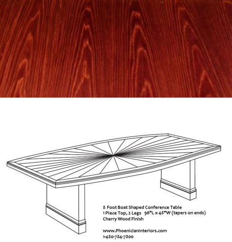 8 Foot Boat Shaped Conference Table CHERRY WOOD Fancy Table Top FREE SHIPPING