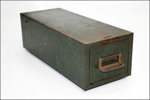 Vtg steelmaster card cabinet file box storage green industrial steampunk catalog for sale