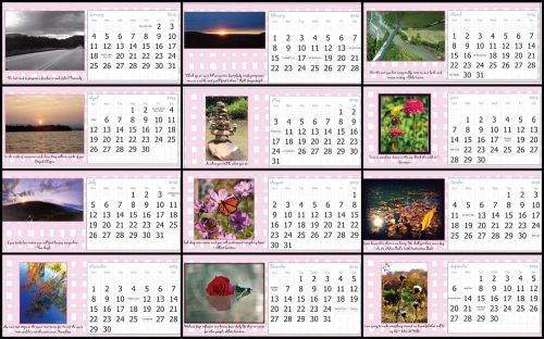 12 Month Nature Desktop Calendar Photos by Courtney