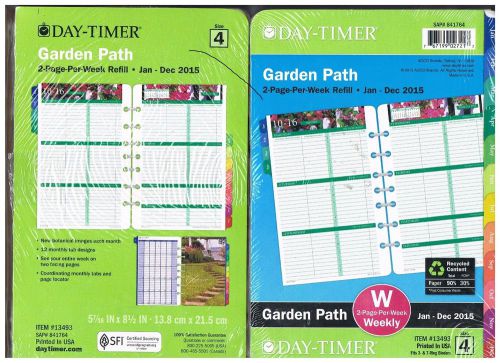 Day-timer garden path 2 page per week jan -dec 2015 5 7/16&#034; x 8 1/2&#034; #13493/7217 for sale
