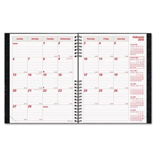 Rediform Hard Cover Twin-wire Monthly Planner - Monthly - 8.50&#034; X (cb1262cblk)