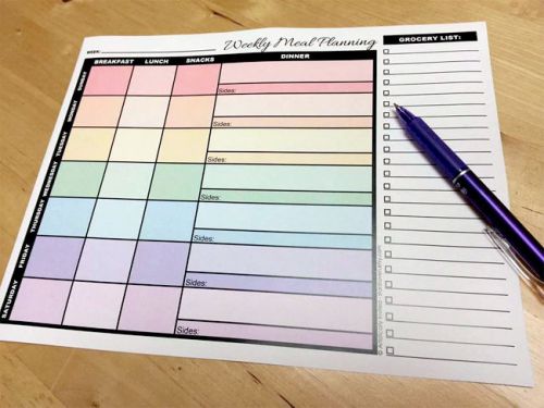52-pack Weekly Meal Planning pages with Grocery Lists - Meal Planner pages