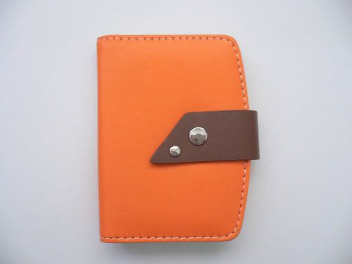 Orange Leather-Like (Vinyl) Business/Credit Card Holder Organizer Button Closure