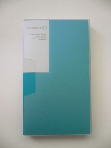 120 Pockets Vinyl Business Card Holder Organizer with Cover BN~Teal~