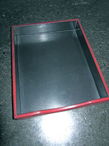 Bosca  leather desktop document letter tray black interior burgundy leather for sale