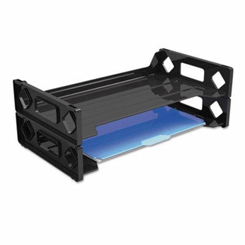 Universal side load legal desk tray, two tier, plastic, black (unv08101) for sale