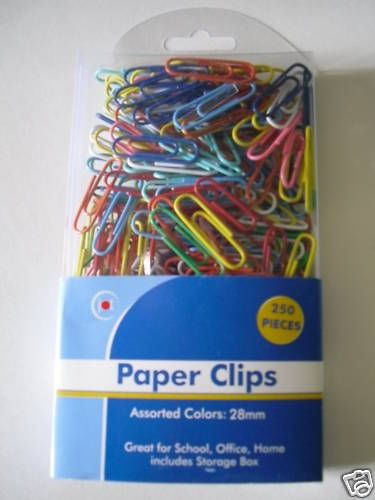 PAPERCLIPS PAPER CLIPS 250 VINYL COATED 28 mm ASSORTED SEE ALL MY OTHER LISTINGS