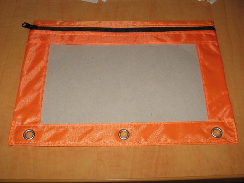 3 Ring Binder Pouch Pencil Bag  Zippered Clear View Window New Orange Lot of 6
