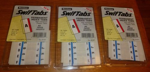 Set of 3 - Vintage Dennison SwifTabs Permanent Index Tabs #59-237 - NEW