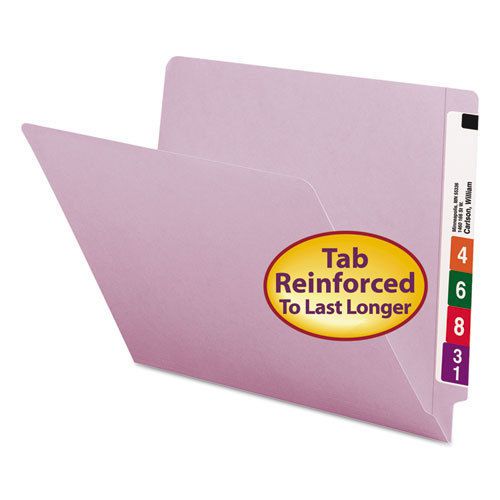 Colored file folders, straight cut reinforced end tab, letter, lavender, 100/box for sale