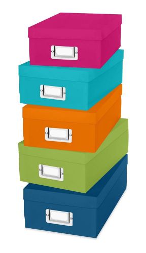 Document Box File Storage Case Folder Organizer Plastic Assorted Colors Office