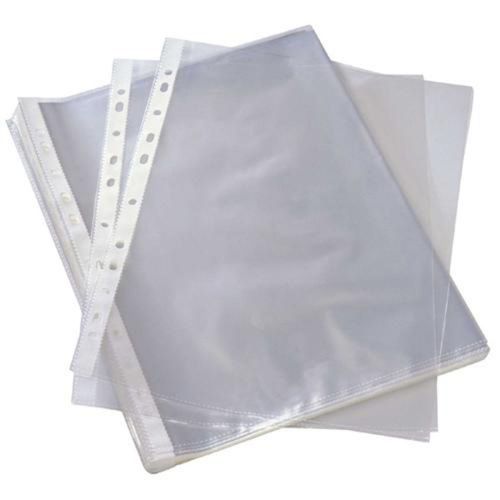 500 X A4 CLEAR PLASTIC PUNCHED POCKETS PUNCH FOLDERS SLEEVES BINDING WALLETS