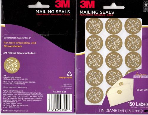 3M MAILING SEALS PERMANENT ADHESIVE GOLD 150 LABELS 1IN DIAMETER
