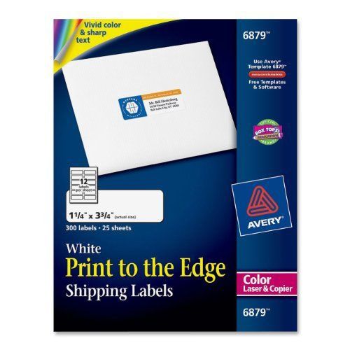 Avery Color Printing Label - 3.75&#034; Width X 1.25&#034; Length - 300 / Pack - (ave6879)