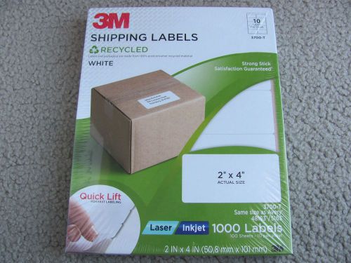 Brand New 3M Recycled Shipping Labels White 3700-T (2” x 4”) 1000 Labels