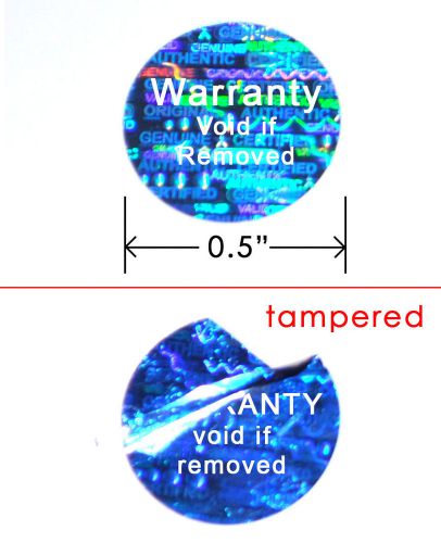 5,000 HOLOGRAM ROUND SECURITY LABELS STICKERS SEAL CUSTOM PRINT SILVER VOID 3/4&#034;