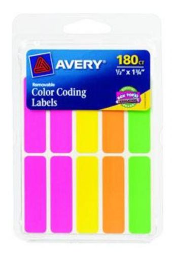 Color Coding Rectangles Removable 1/2&#039;&#039; x 1-3/4&#039;&#039; 180 Count Assorted Neon Colors