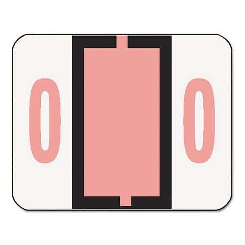 Single digit end tab labels, number 0, pink-on-white, 500/roll for sale