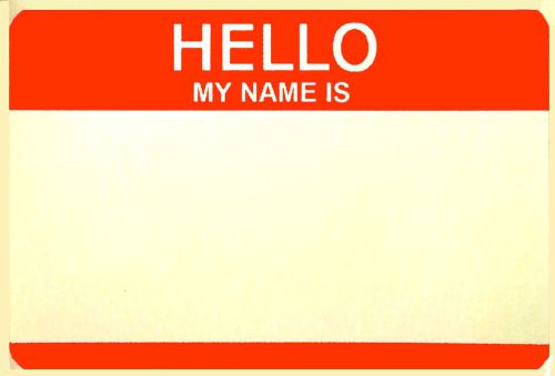 200 BRIGHT ORANGE &#034;HELLO MY NAME IS&#034; NAME TAGS LABELS  STICKERS PEEL STICK