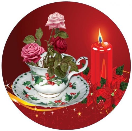 30 Personalized Return Address Labels Teacup Christmas Buy3 get1 free(fx27)