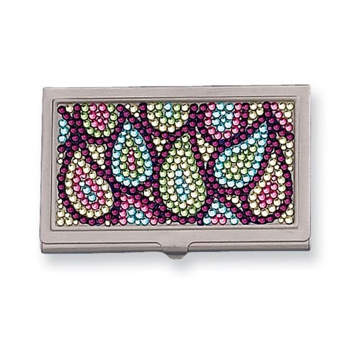 New Multi-color Business Silver-Tone Card Case Made with Swarovski® Crystals