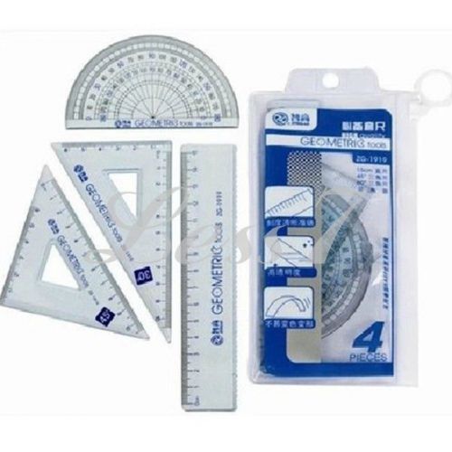 Students 4 in 1 Drafting Stationery Scale Plastic Measure Ruler Protractor CA