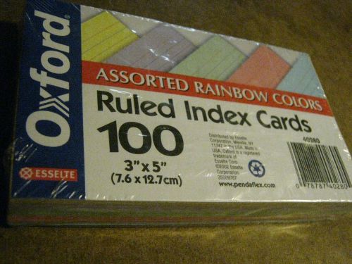 Oxford-40280 Rainbow Pack Index Cards - 3&#034; X 5&#034; -Ruled Index Cards-100