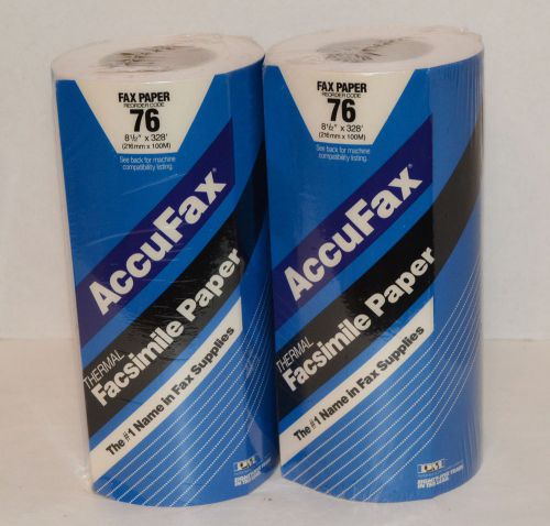 Lot of 2 AccuFax Thermal  Facsimile Paper Reorder code 76 8 1/2&#034;x328&#039; Sealed