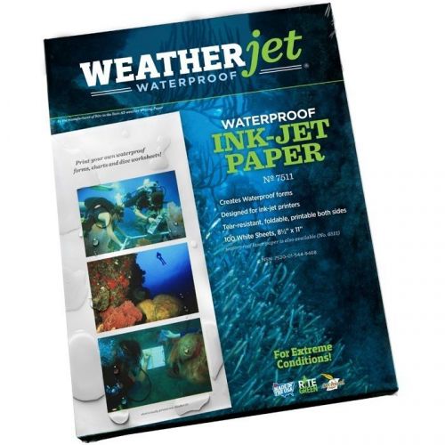 Rite in the Rain 7511 WeatherJet Waterproof InkJet Paper, 8.5&#034; x 11&#034; -100 Sheets