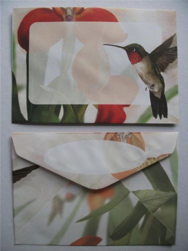 Coloured C6 Envelopes, 15 Paper Hummingbird Design for Letters Stationery Notes