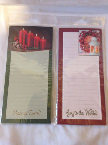 Magnetic lined notepads christmas holiday set of 2 stationary joy peace for sale