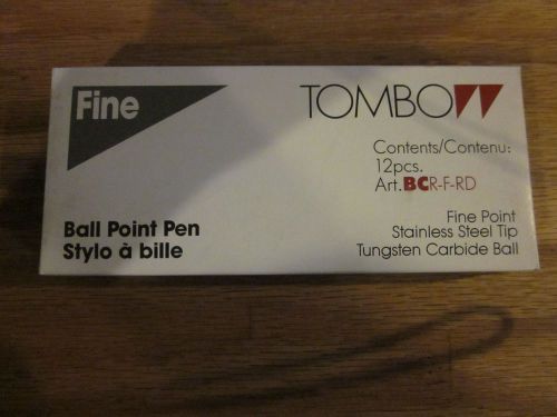 12 Tombow Fine Point Stainless Steel Tip Tungsten Carbide Ball Red Pen free ship