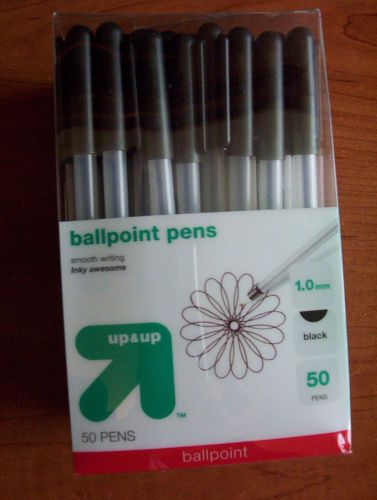 BALL POINT PENS 50 BLACK-NIB, NEW IN BIOX,UP &amp; UP ,1.0 MM SMOOTH WRITING LOW ASK