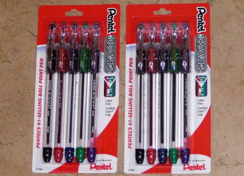 10 pentel rsvp ballpoint fine line black red blue green purple ink color pen for sale
