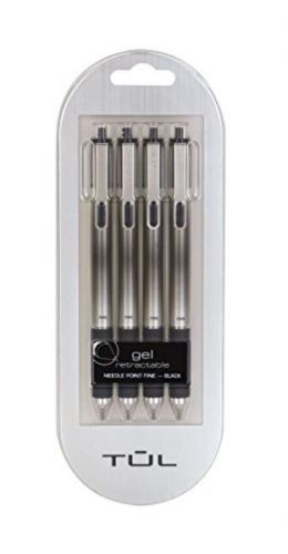 NEW Tul Retractable Gel Pens 0.5mm Needle Point, Black 4/pk