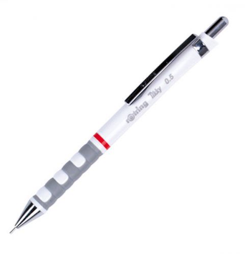 Rotring tikky mechanical pencil 0.5 mm white color fine lead drawer soft grip for sale