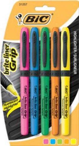 BIC Brite Liner Grip Highlighters 5 Pack Assorted