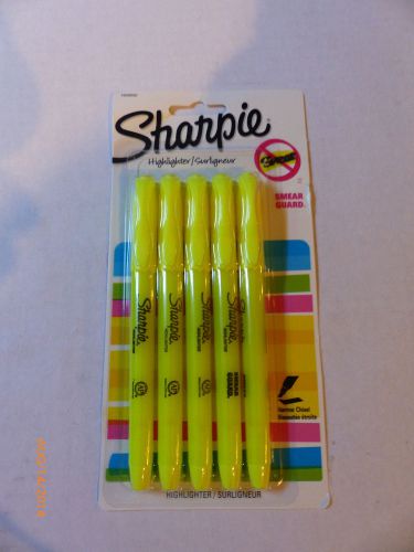 SHARPIE Highligher Pack 5 Yellow Chisled Tip New Package School Supplies