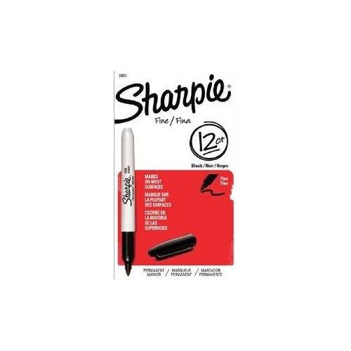 12-Pack Sharpie Permanent Markers, Black, Fine Point, Office, Home, School, Work