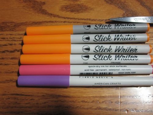 Slick Writer Lot of 6 Markers Orange Pink Purple Pens  HALLOWEEN GIFTS New