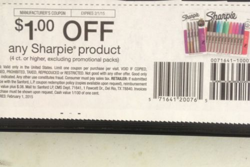 20 coupons - SHARPIE - $1.00 OFF - EXP: 2/1/15
