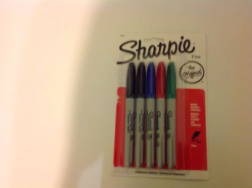 Sharpie Permanent Fine-Point Markers, Assorted Colors, Pack 5