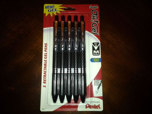 Pentel New! OH! Gel black ink retractable pens 5 count
