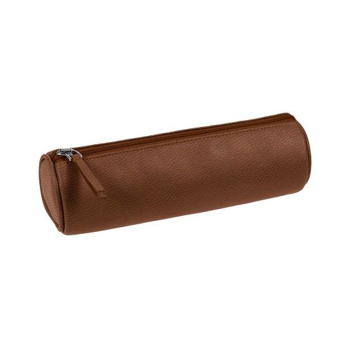 LUCRIN - Round pencil holder - Tan - Granulated Calfskin - Leather