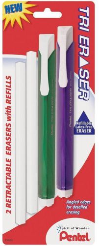 Non abrasive retractable tri erasers non-abrasive eraser pointed edges for sale