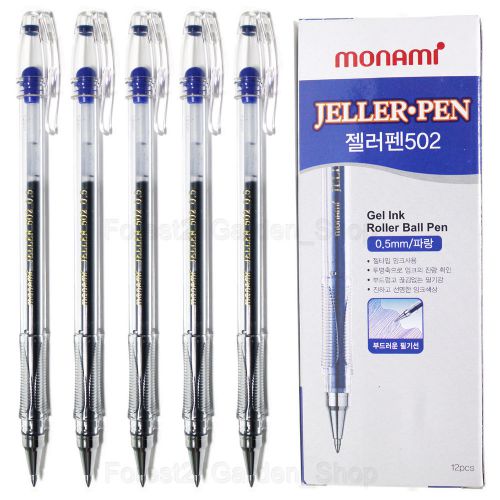 x 12 Monami Jeller pen,Gel ink Roller Ball Pen - Blue12 Pcs